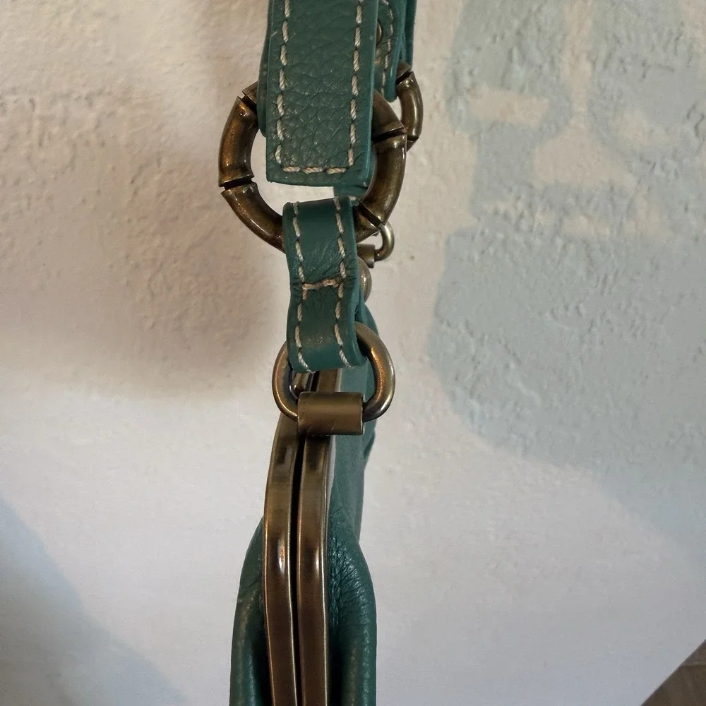 Tommy Bahama Turquoise Faux Leather Kisslock Crossbody Shoulder Bag SAMPLE NEW‎